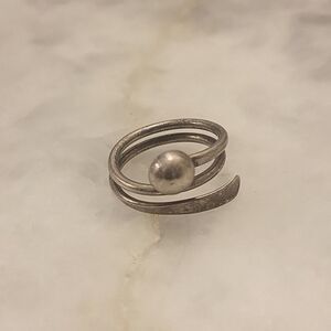 Vintage Mexico Taxco Sz 8 925 Native Sterling Silver Wrap Ball Snake Globe Ring